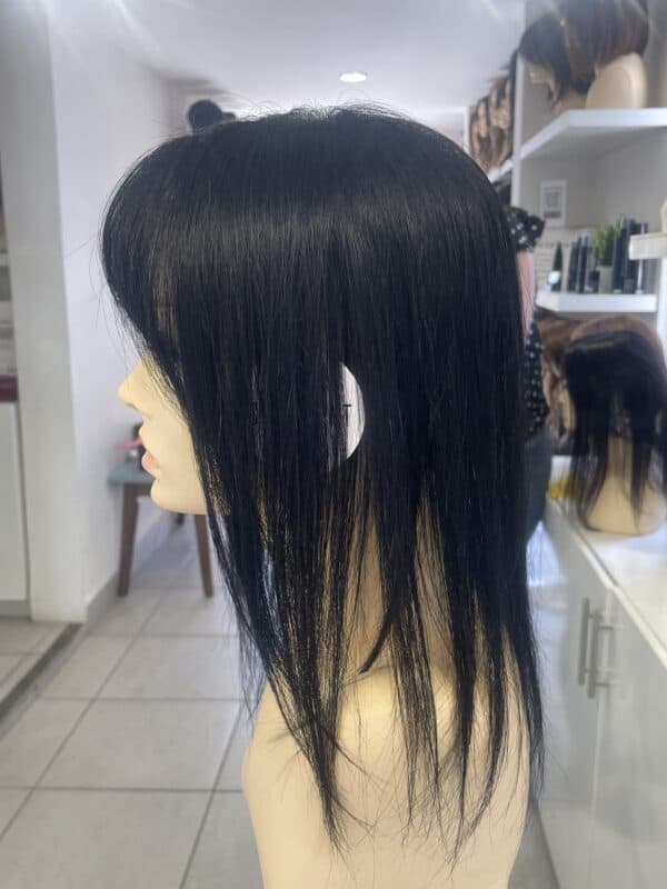 Topper con fleco cabello humano 12'' color 1B - Imagen 2