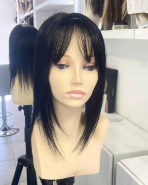 Topper con fleco cabello humano 12'' color 1B